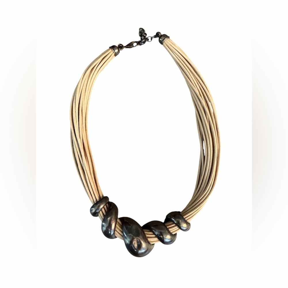 ITAOR ITALIAN NECKLACE OVERLAY 20 STRAND LEATHER CORD - Picture 1 of 10
